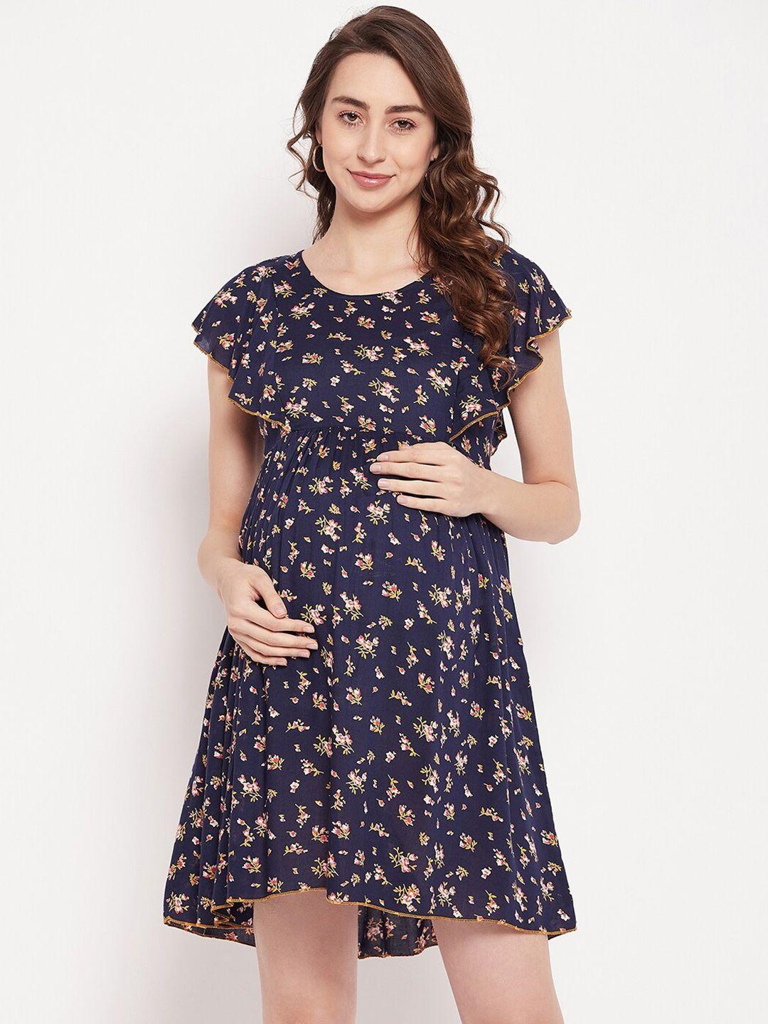 nabia floral printed flared sleeves maternity empire dress