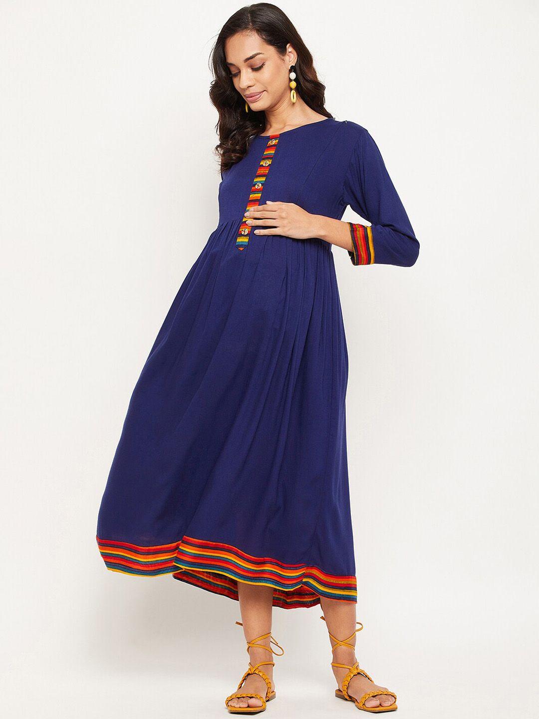 nabia maternity women blue midi dress