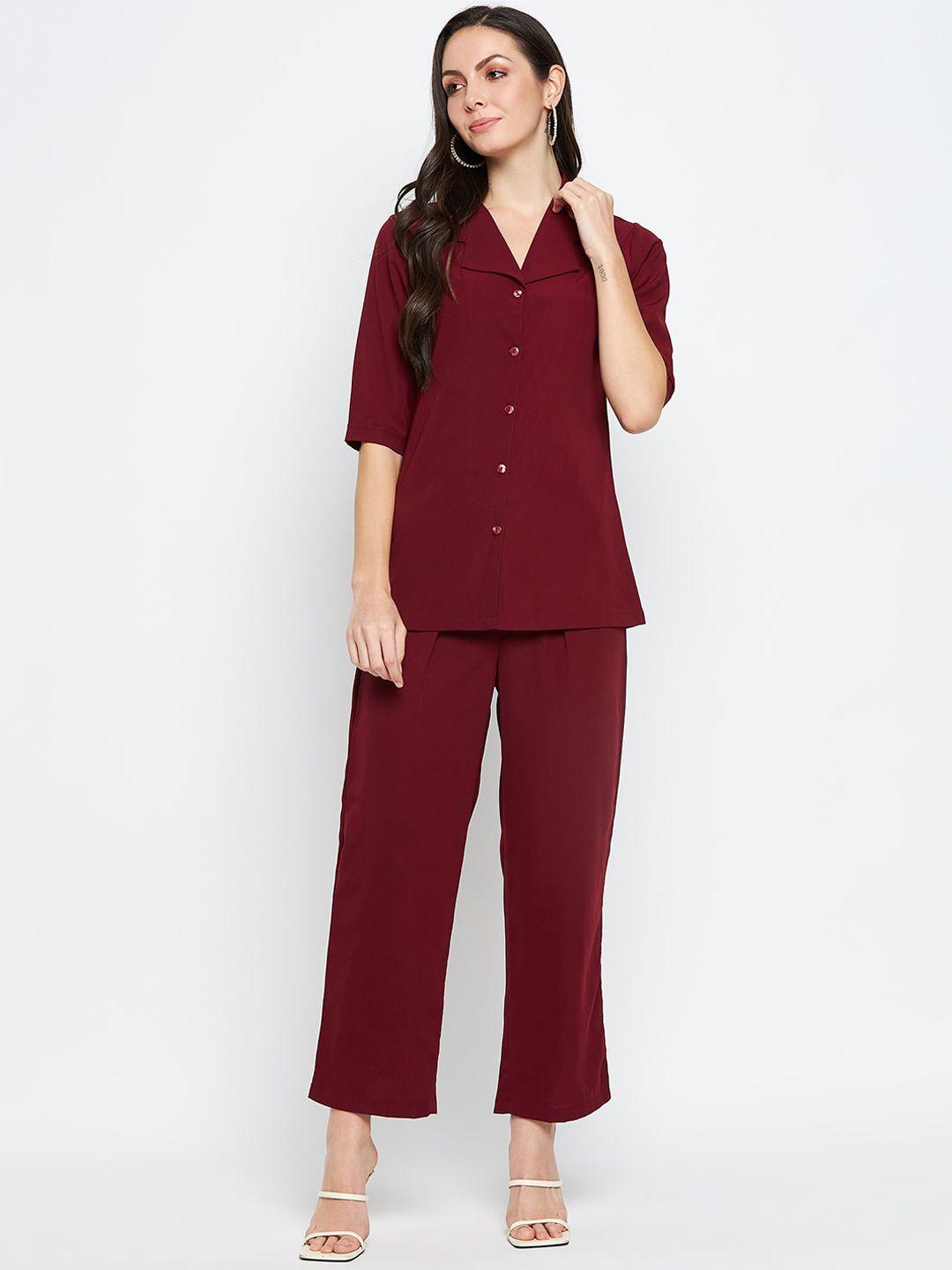 nabia notched lapel collar shirt & slip-on trousers