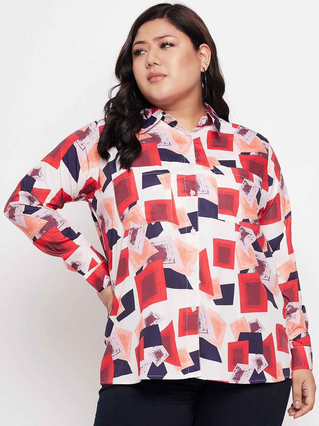 nabia plus size geometric print shirt style top