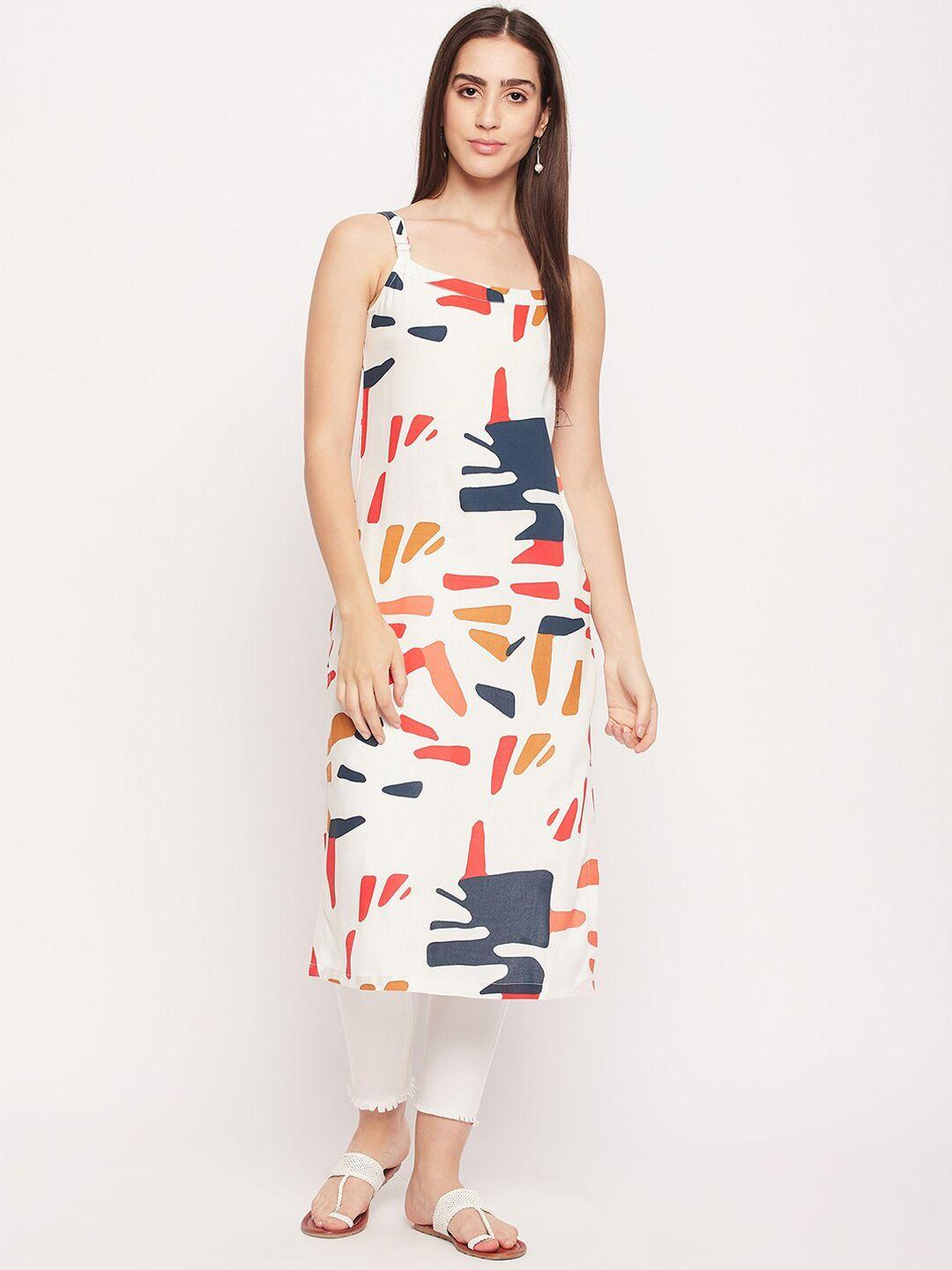 nabia sleeveless abstract printed straight kurta