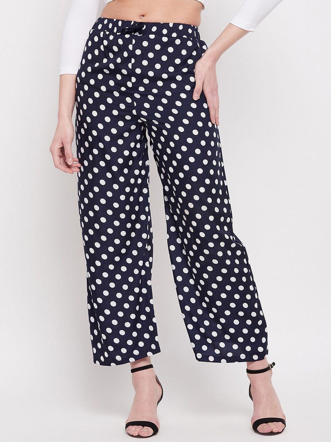 nabia women polka dot printed relaxed high-rise trousers