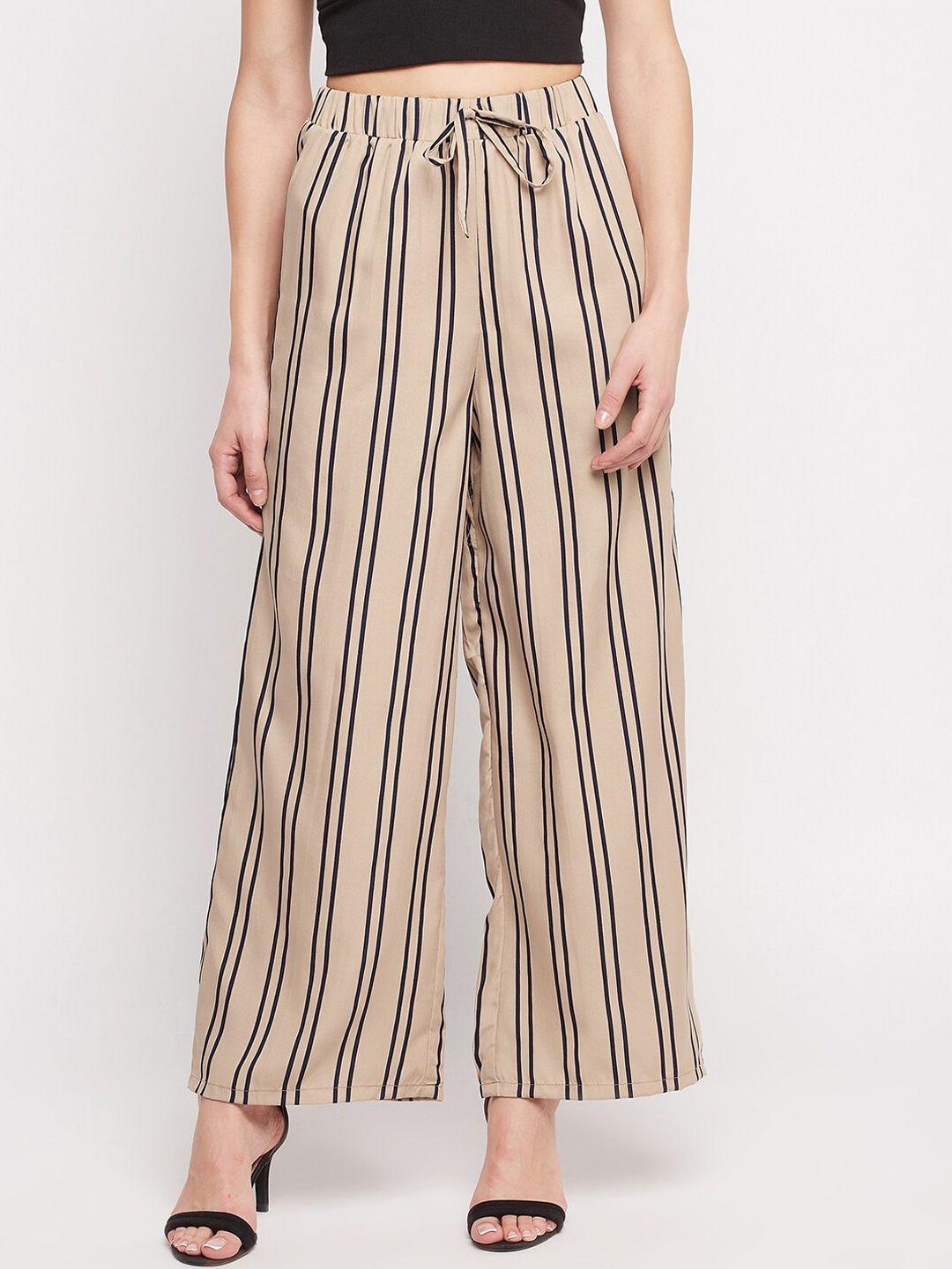 nabia women striped relaxed high-rise pleated trousers