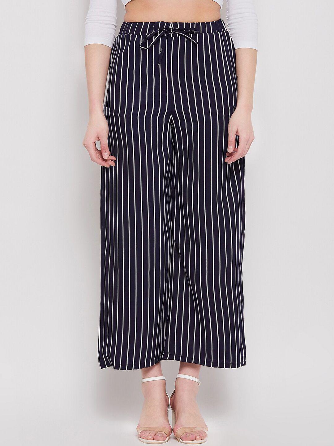 nabia women striped relaxed high-rise pleated trousers