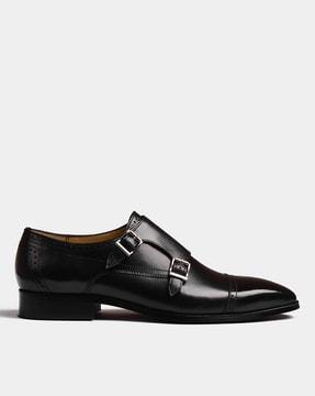 nacario black monk-strap shoes