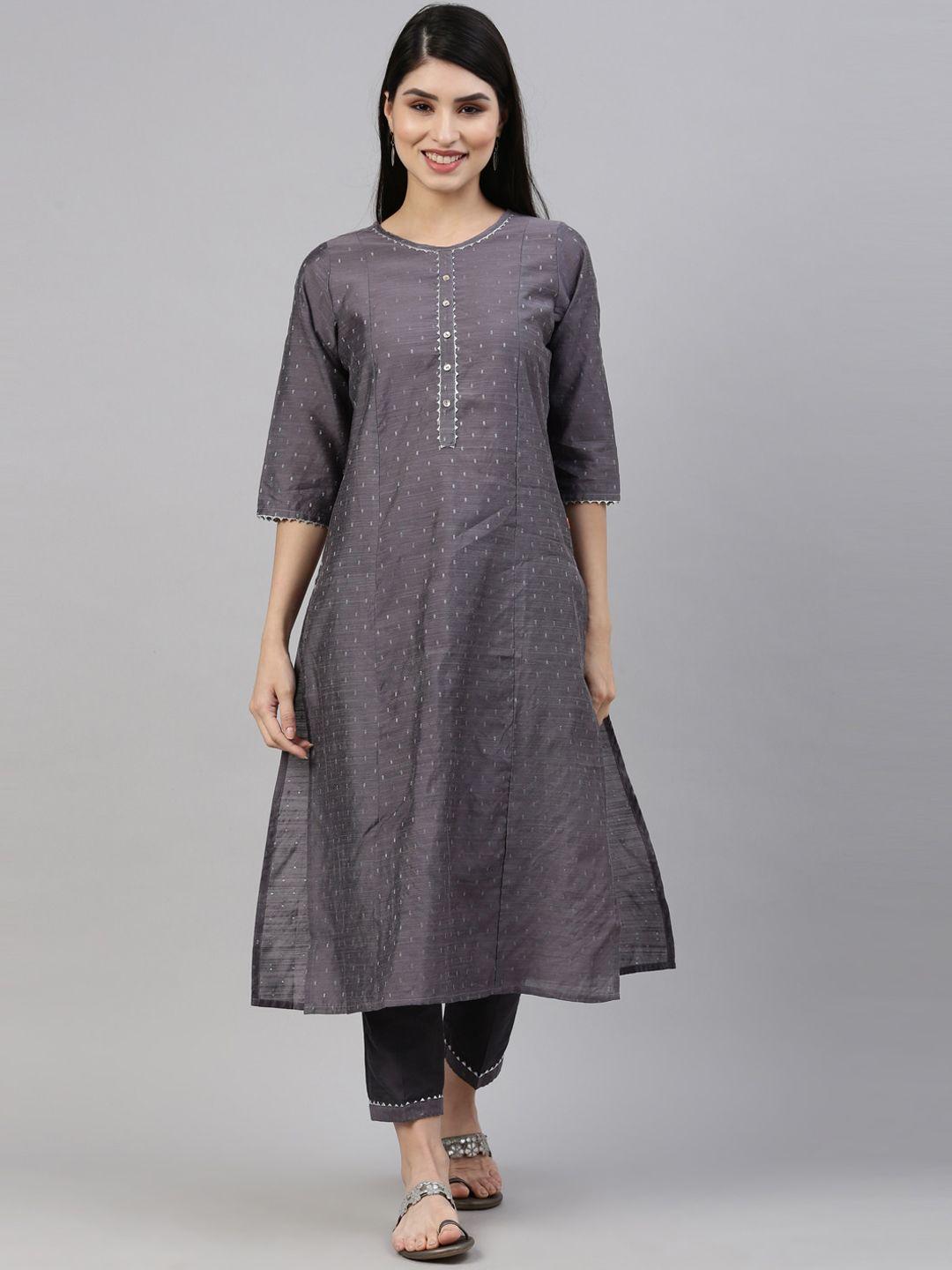 nahara women grey panelled kurta with trousers