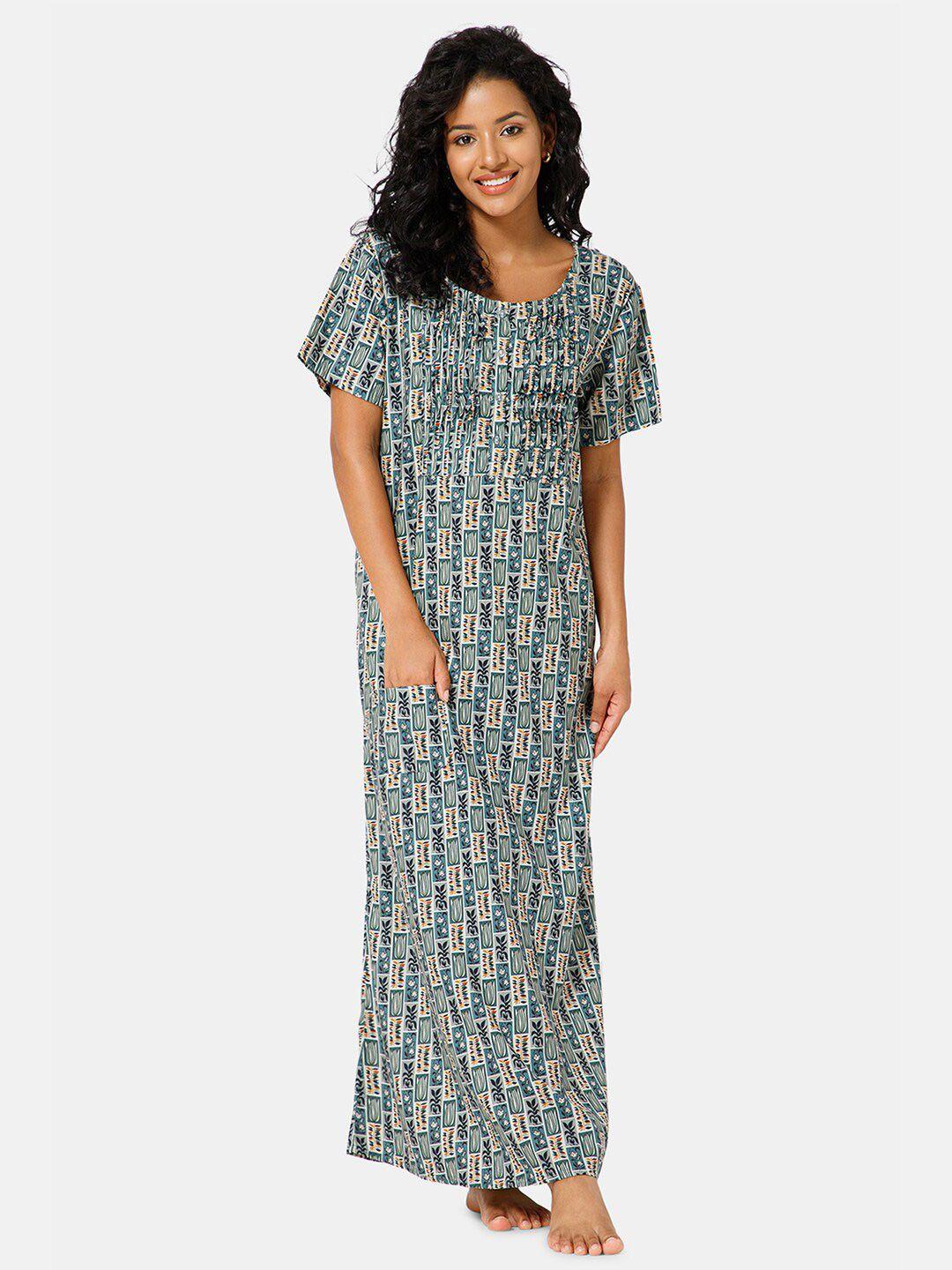 naidu hall floral printed round neck maxi nightdress