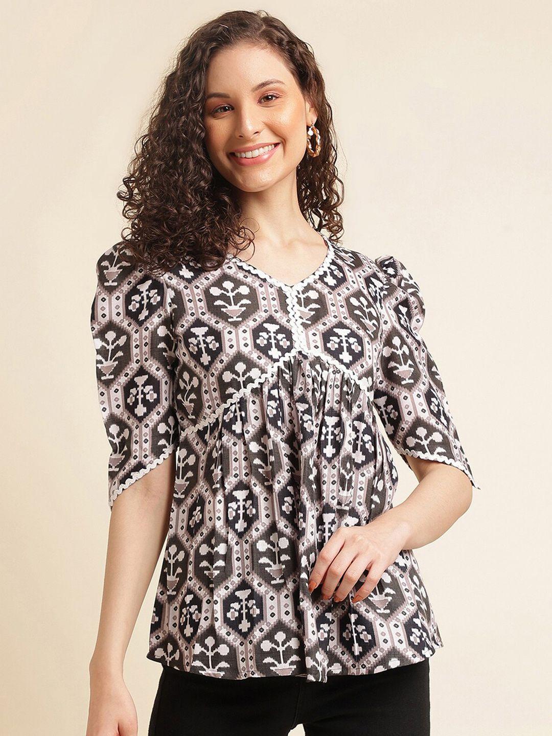 nainvish ethnic motifs printed empire top