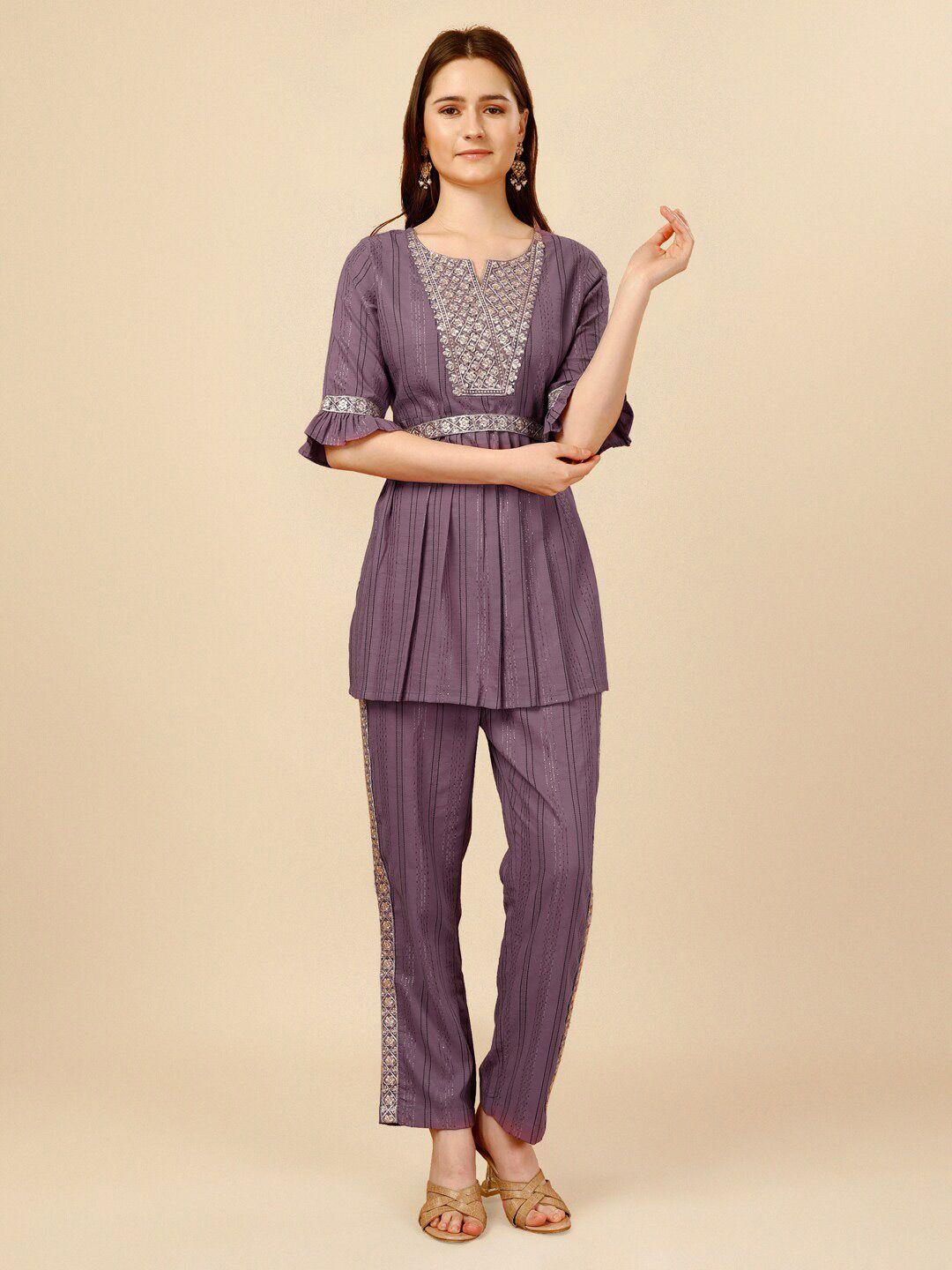 nainvish floral embroidered tunic with trouser