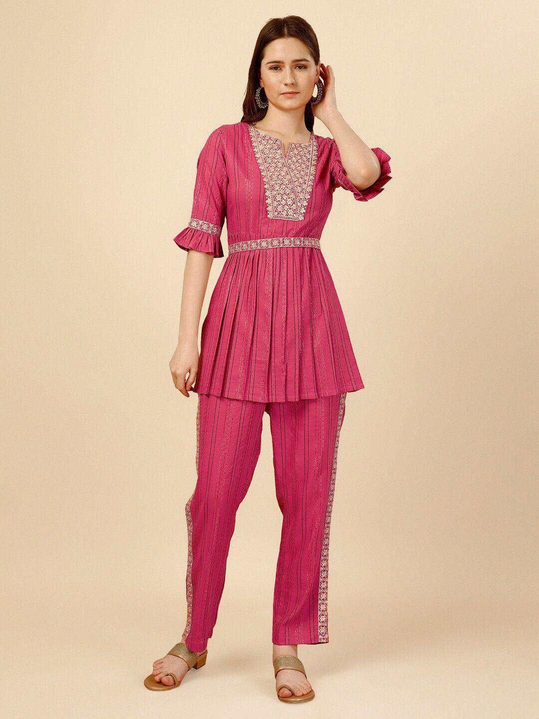 nainvish floral embroidered tunic with trouser