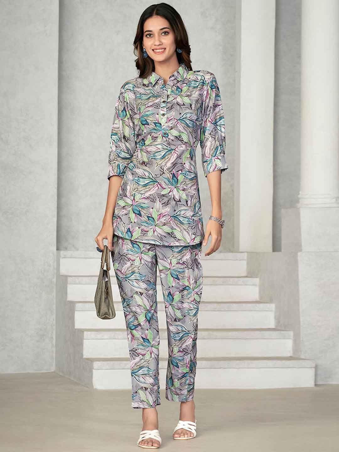 nainvish printed top with trousers co-ords
