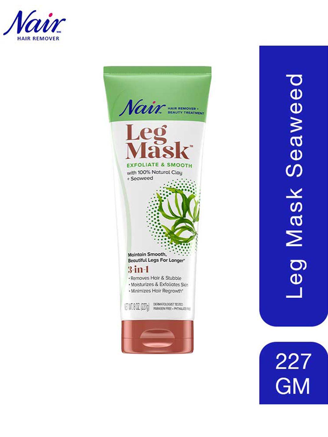nair exfoliate & smooth leg mask depilatory cream with natural clay & seaweed - 227 g