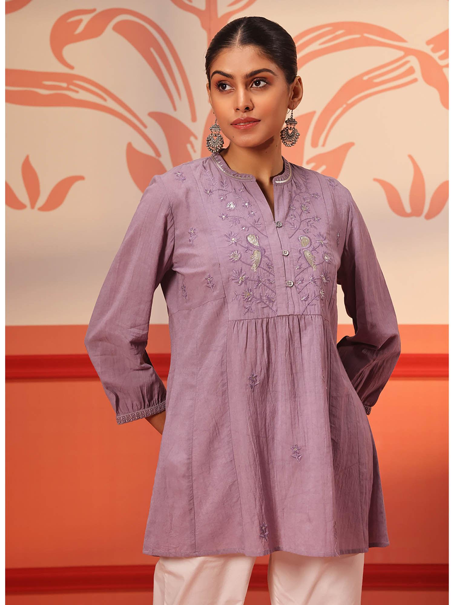 naisha lilac embroidered top for women