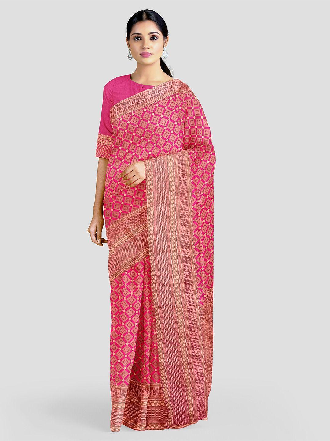 naishu trendz geometric printed pure silk kanjeevaram saree