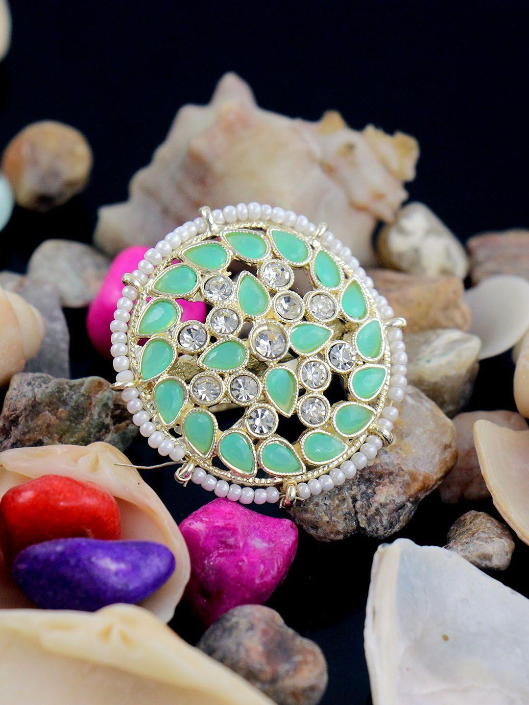nakabh gold-plated stone-studded adjustable finger ring