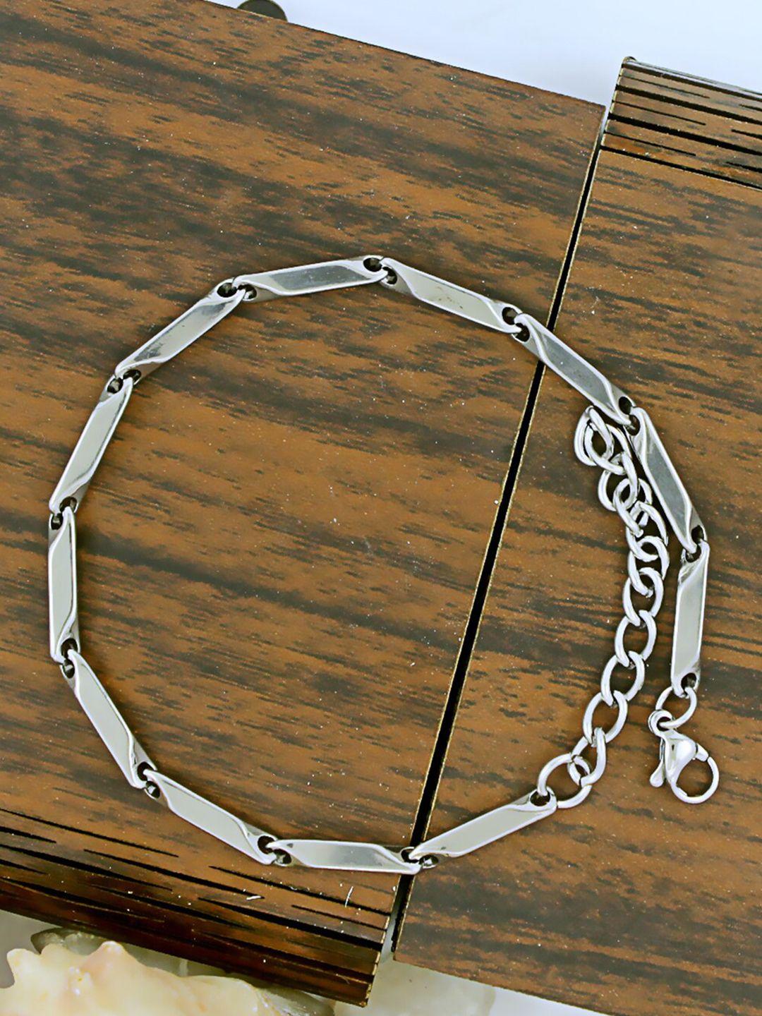 nakabh men 2 silver-plated link bracelets