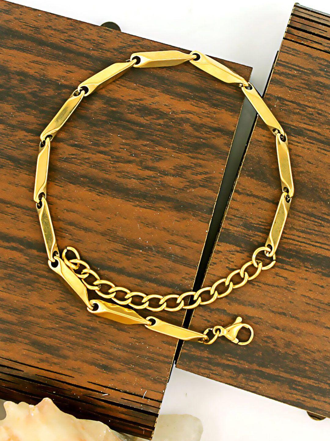 nakabh men set of 2 gold-plated link bracelets