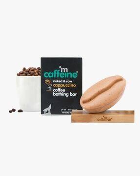 naked & raw cappuccino coffee bathing bar soap ph 5.5 with caramel