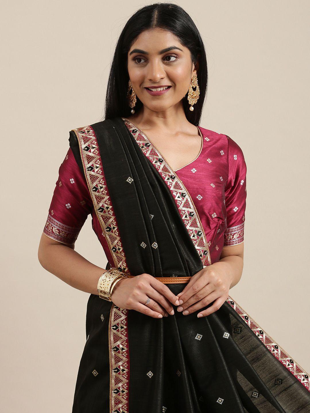 nakkashi black ethnic motifs art silk saree