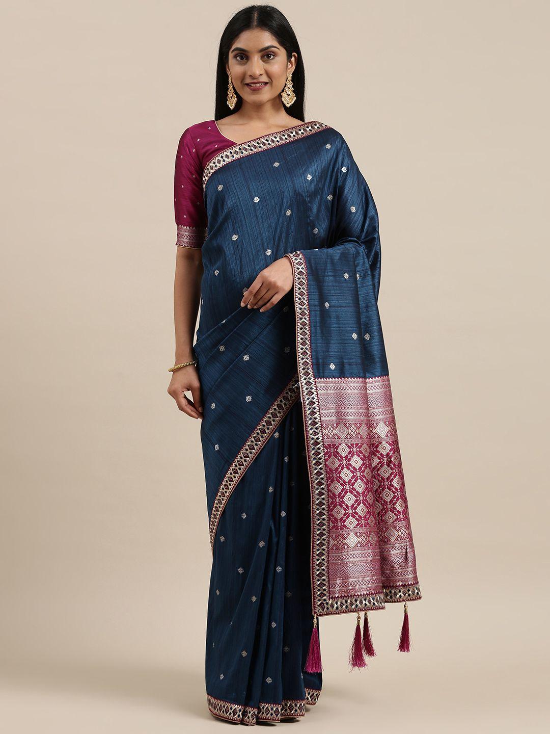 nakkashi blue ethnic motifs art silk saree