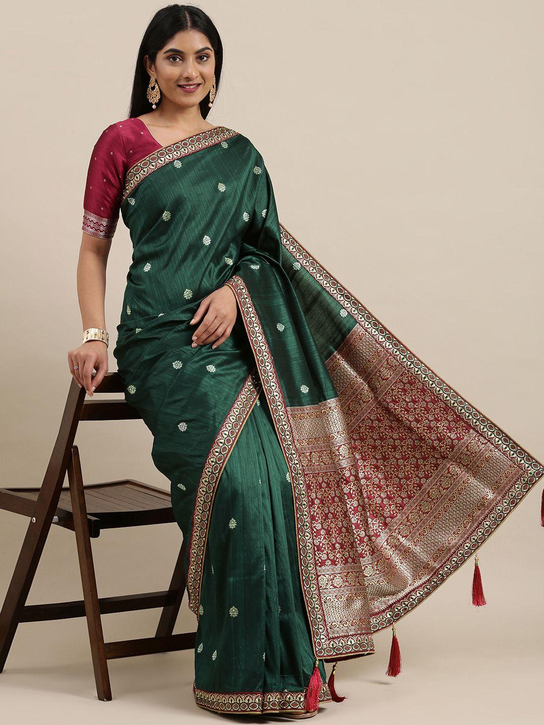 nakkashi green ethnic motifs art silk saree