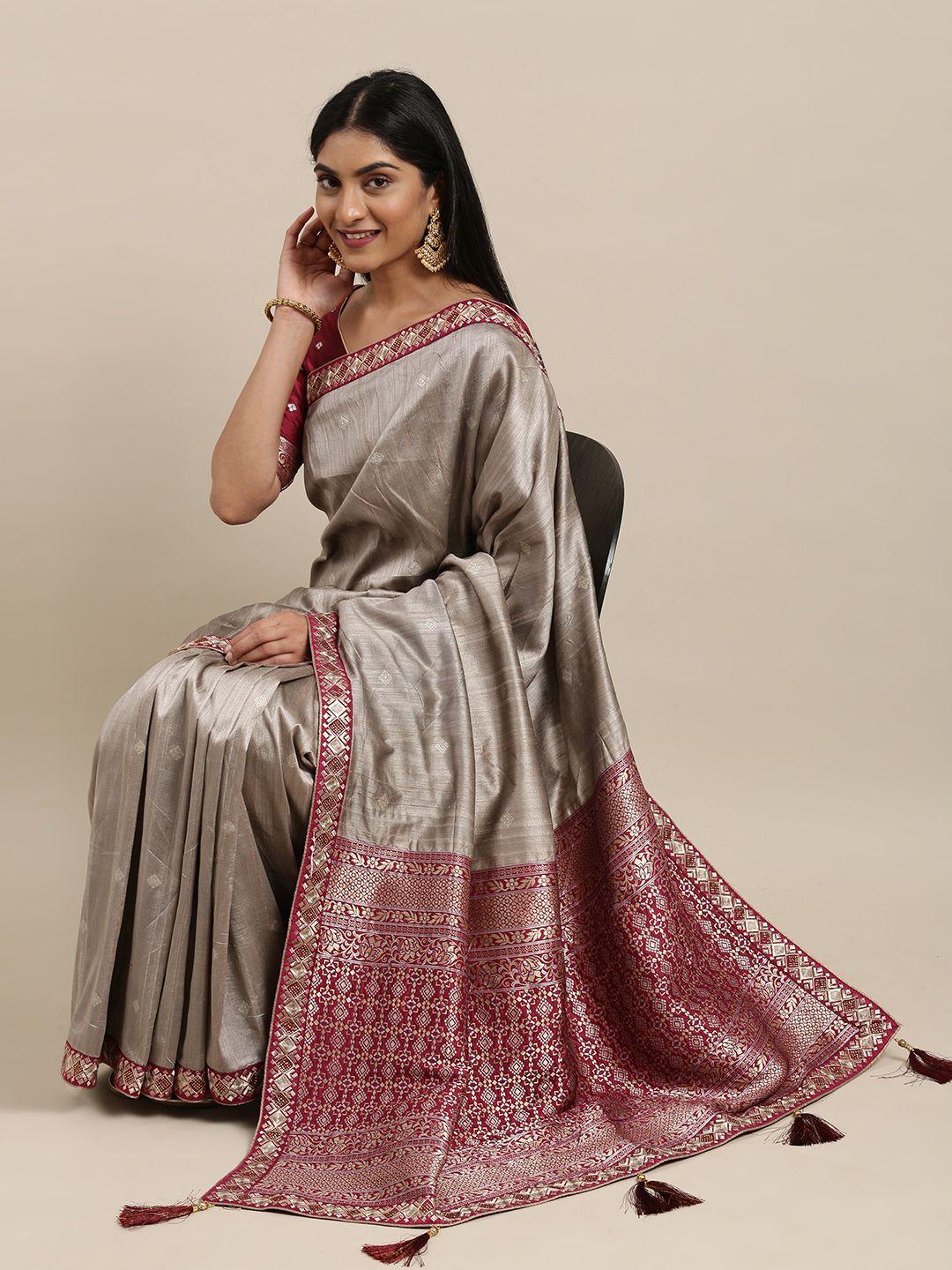 nakkashi grey ethnic motifs art silk saree