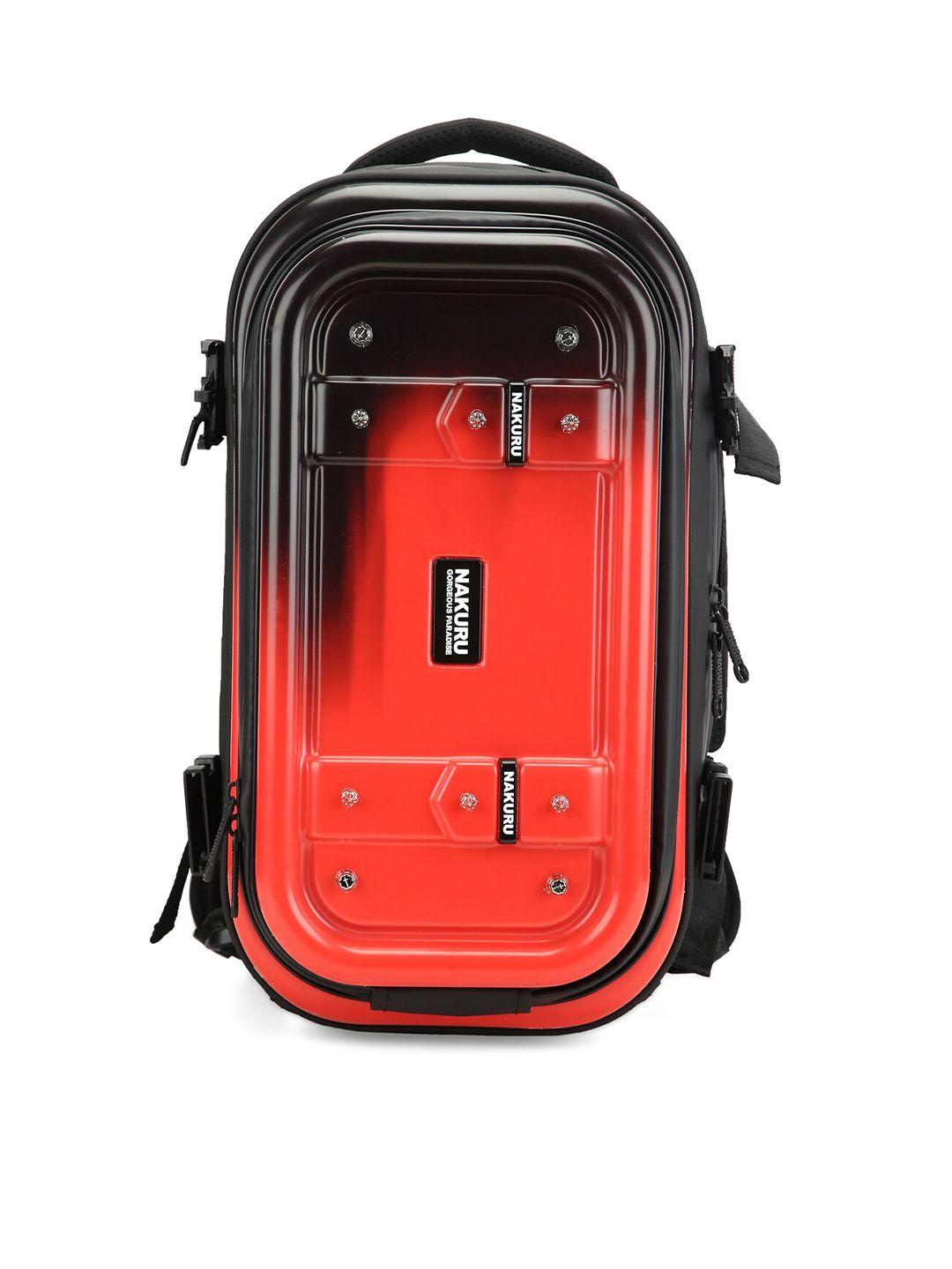 nakuru unisex red and black soft case pu and pc backpack
