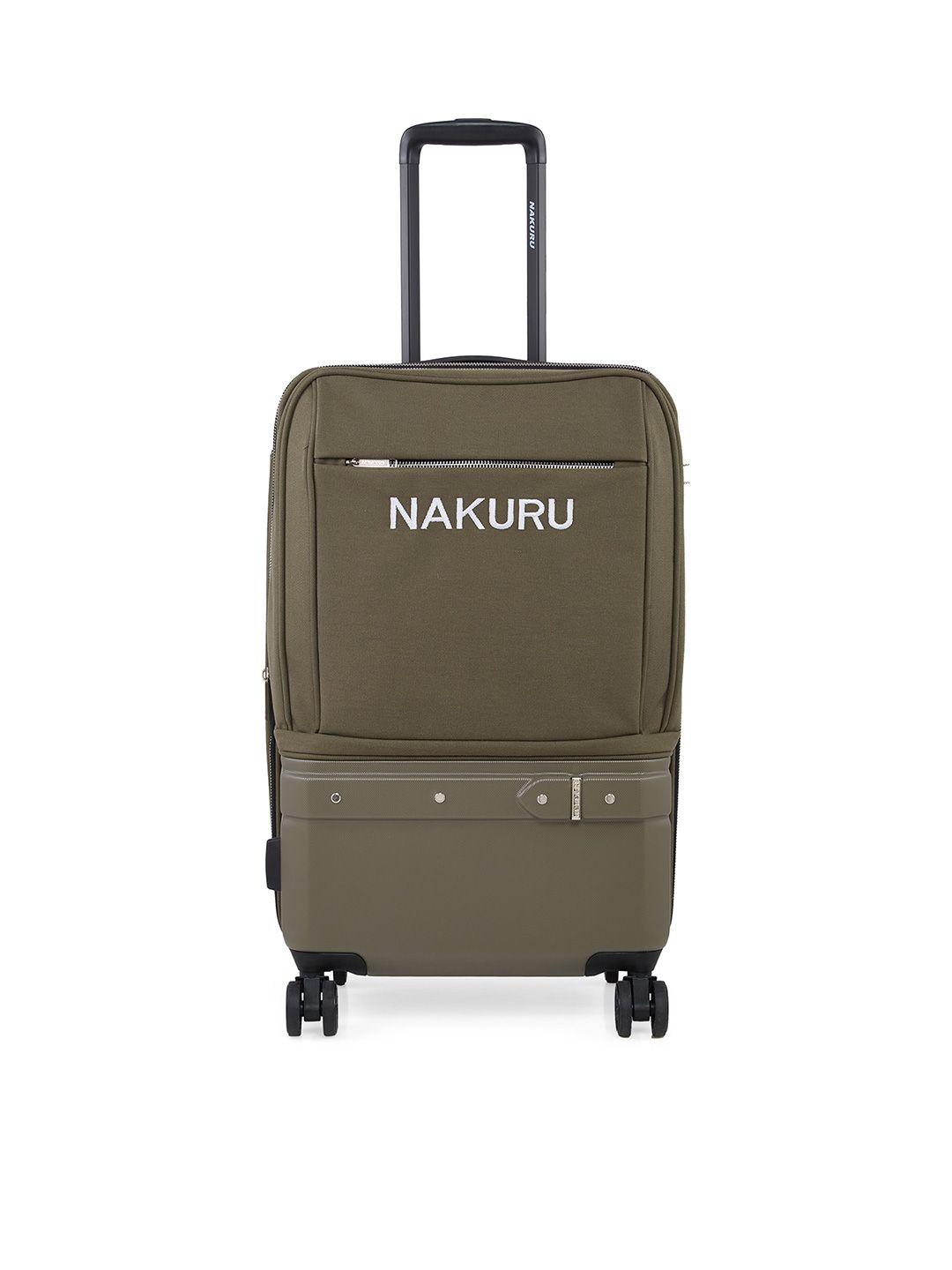 nakuru ae-2172 army green color pu material hard & soft 24" medium trolley