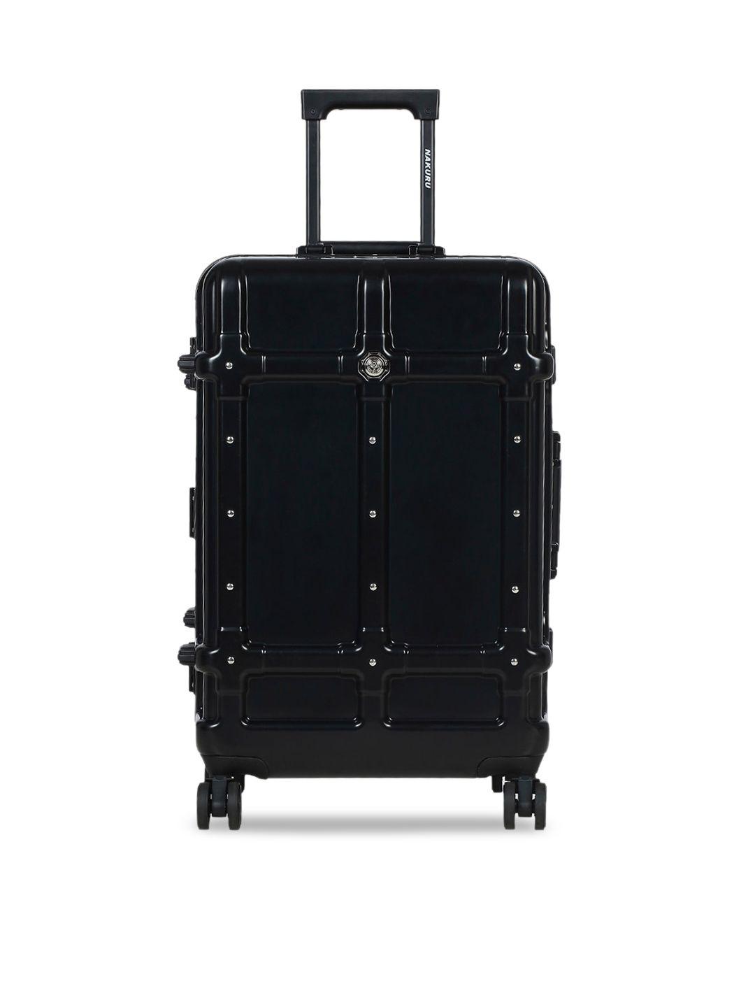 nakuru black solid hard case medium luggage trolley bag