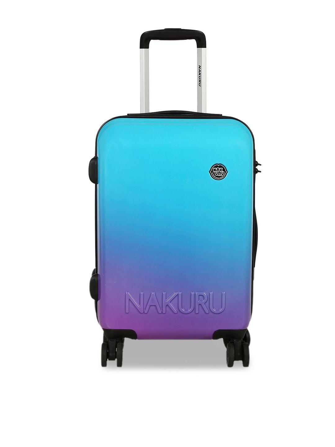 nakuru blue & purple solid hard-sided cabin trolley suitcase