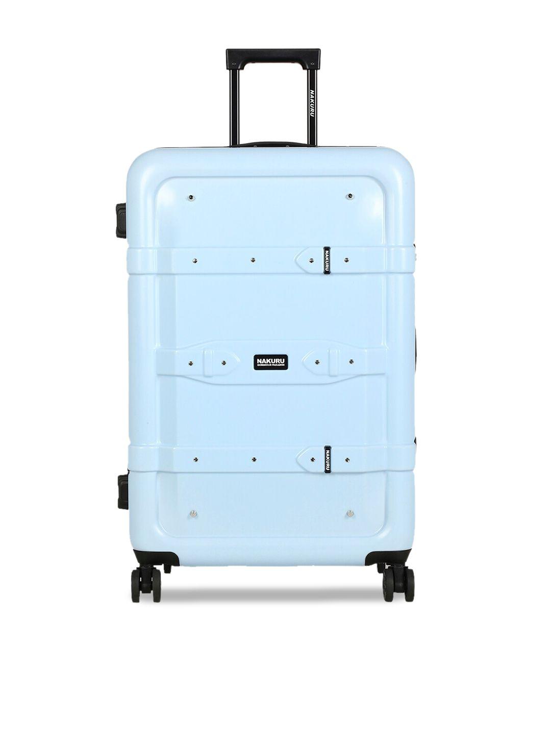 nakuru blue solid hard-sided large trolley suitcase