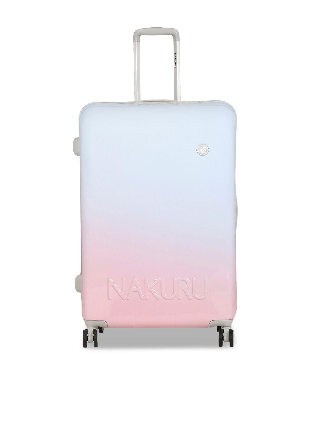 nakuru blue solid hard-sided large trolley suitcase