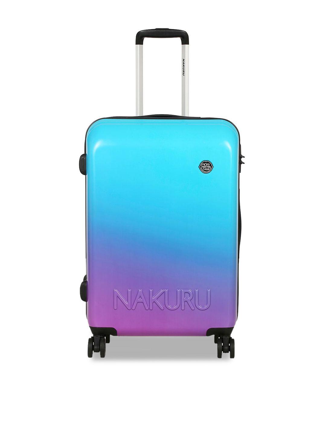 nakuru blue solid hard-sided medium  trolley suitcase