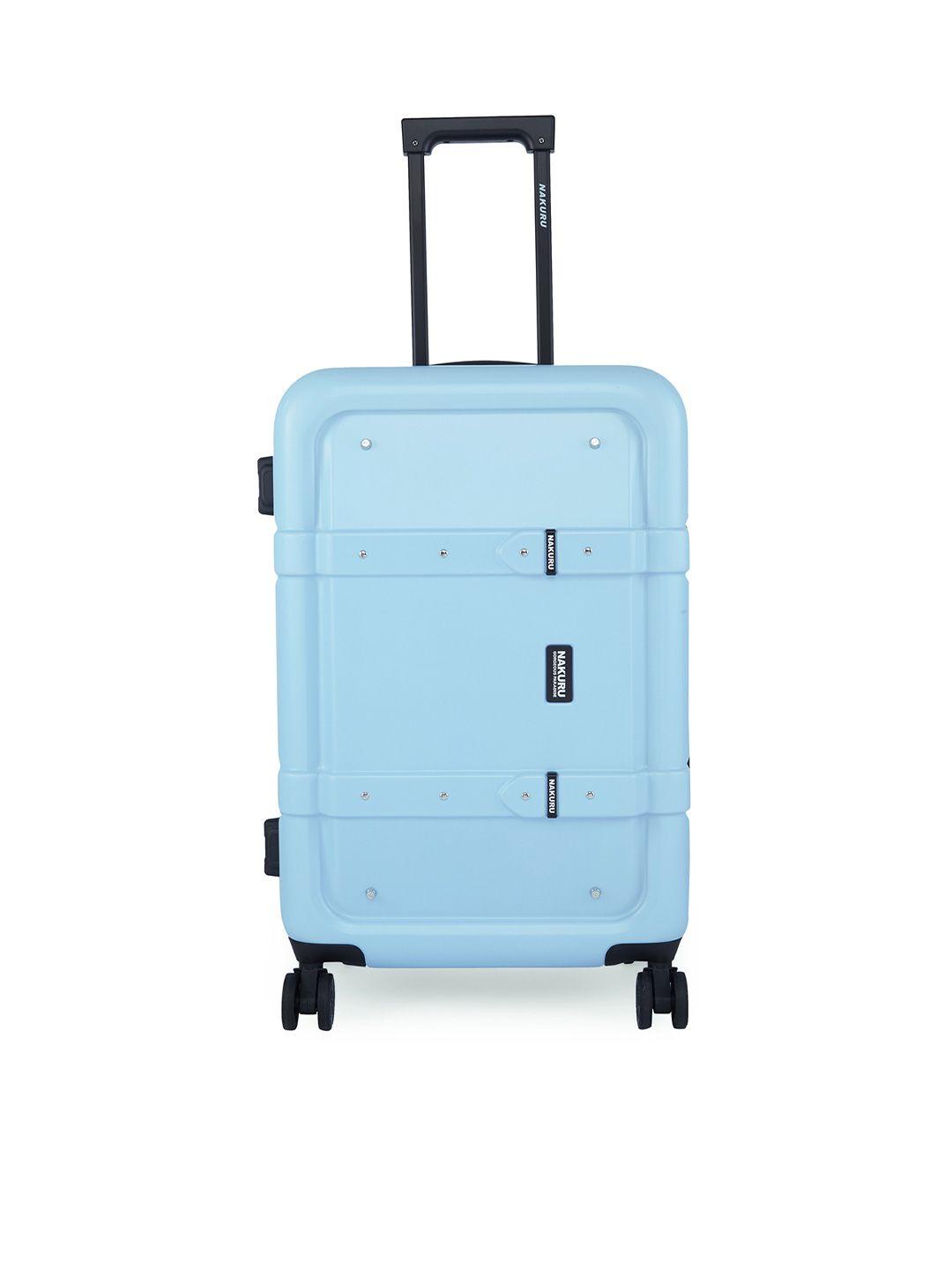 nakuru blue solid hard-sided medium trolley suitcase