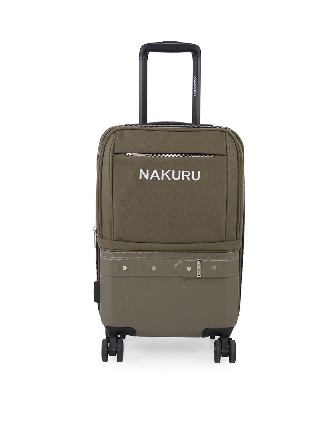 nakuru green solid soft-sided cabin trolley suitcase