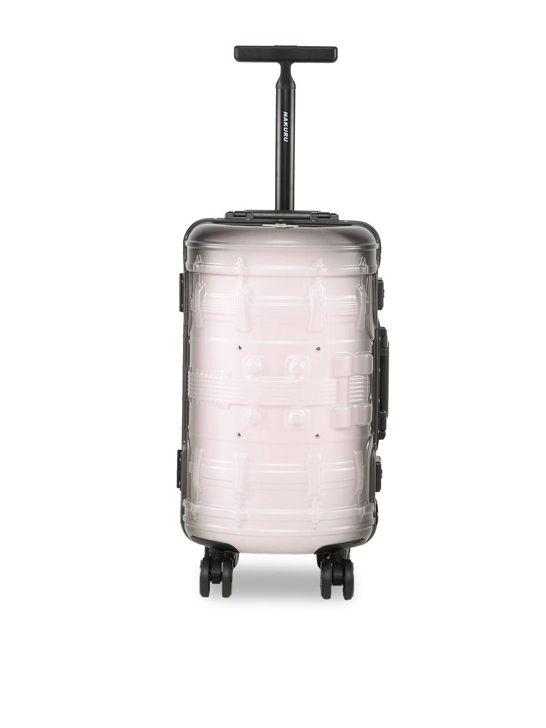 nakuru pink & black solid hard-sided cabin trolley suitcase