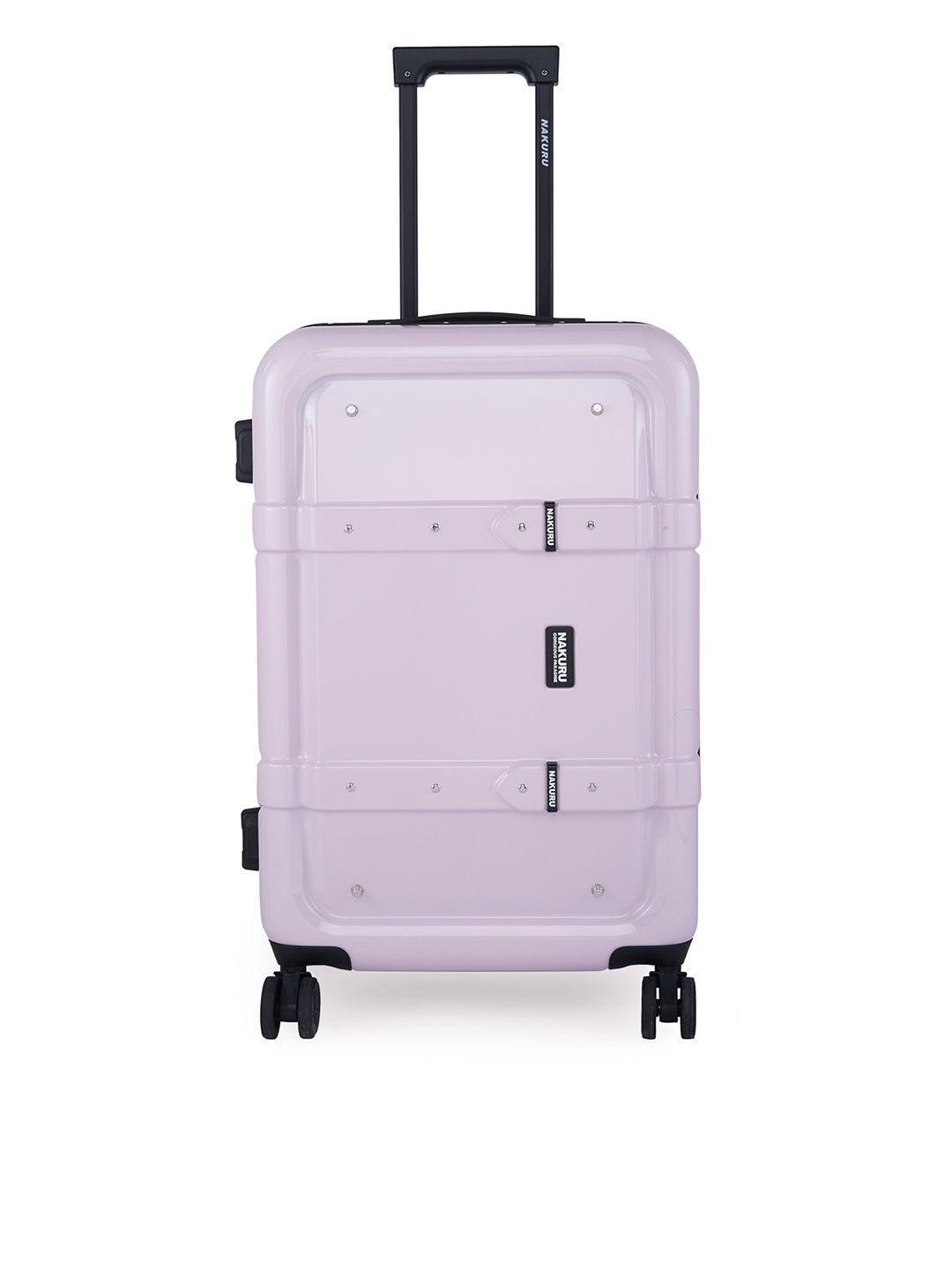 nakuru pink & black textured soft sided medium trolley suitcase