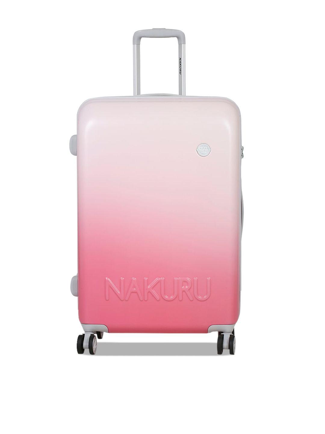 nakuru pink solid hard case medium luggage trolley bag