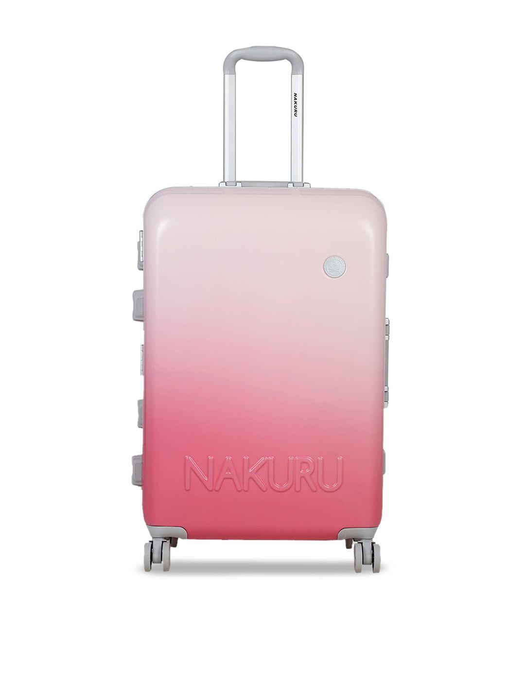 nakuru pink solid hard-sided medium trolley suitcase