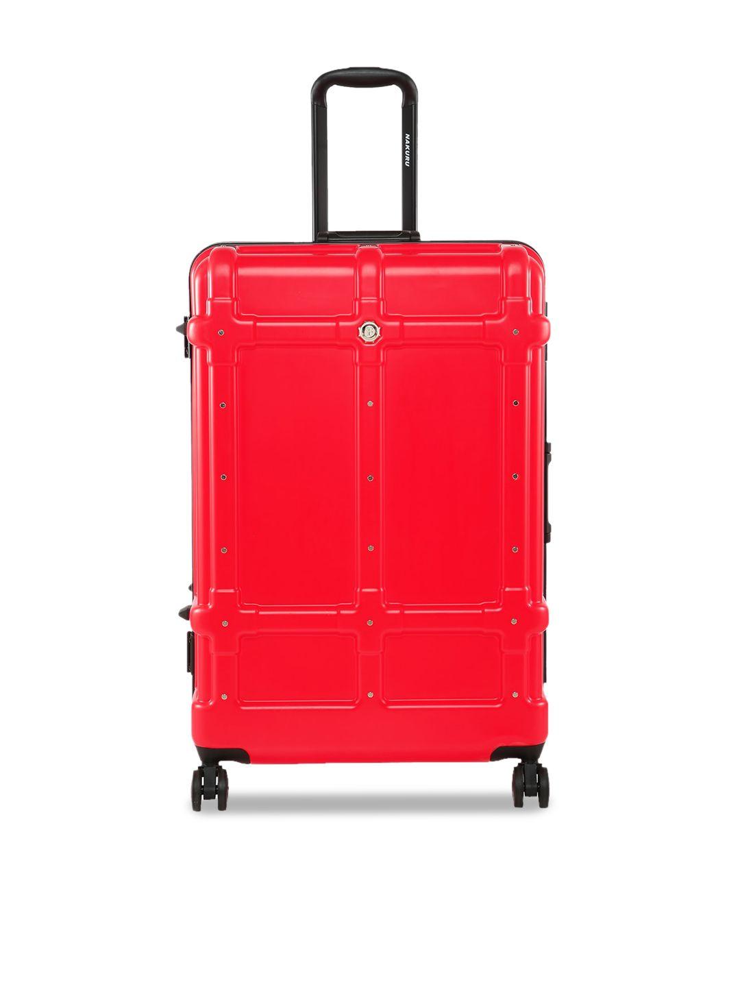 nakuru red solid hard-sided large trolley suitcase