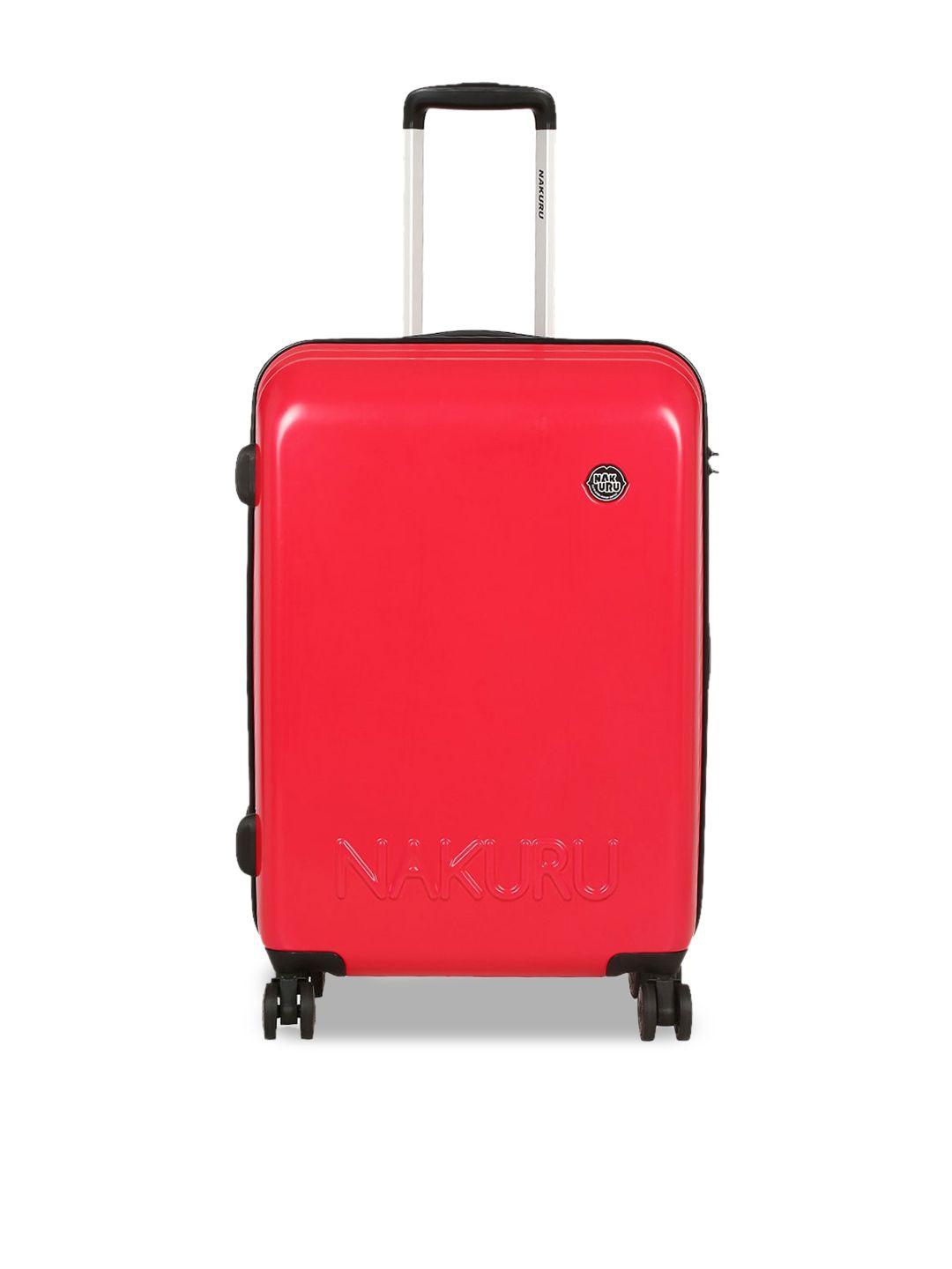nakuru red solid hard-sided medium trolley suitcase