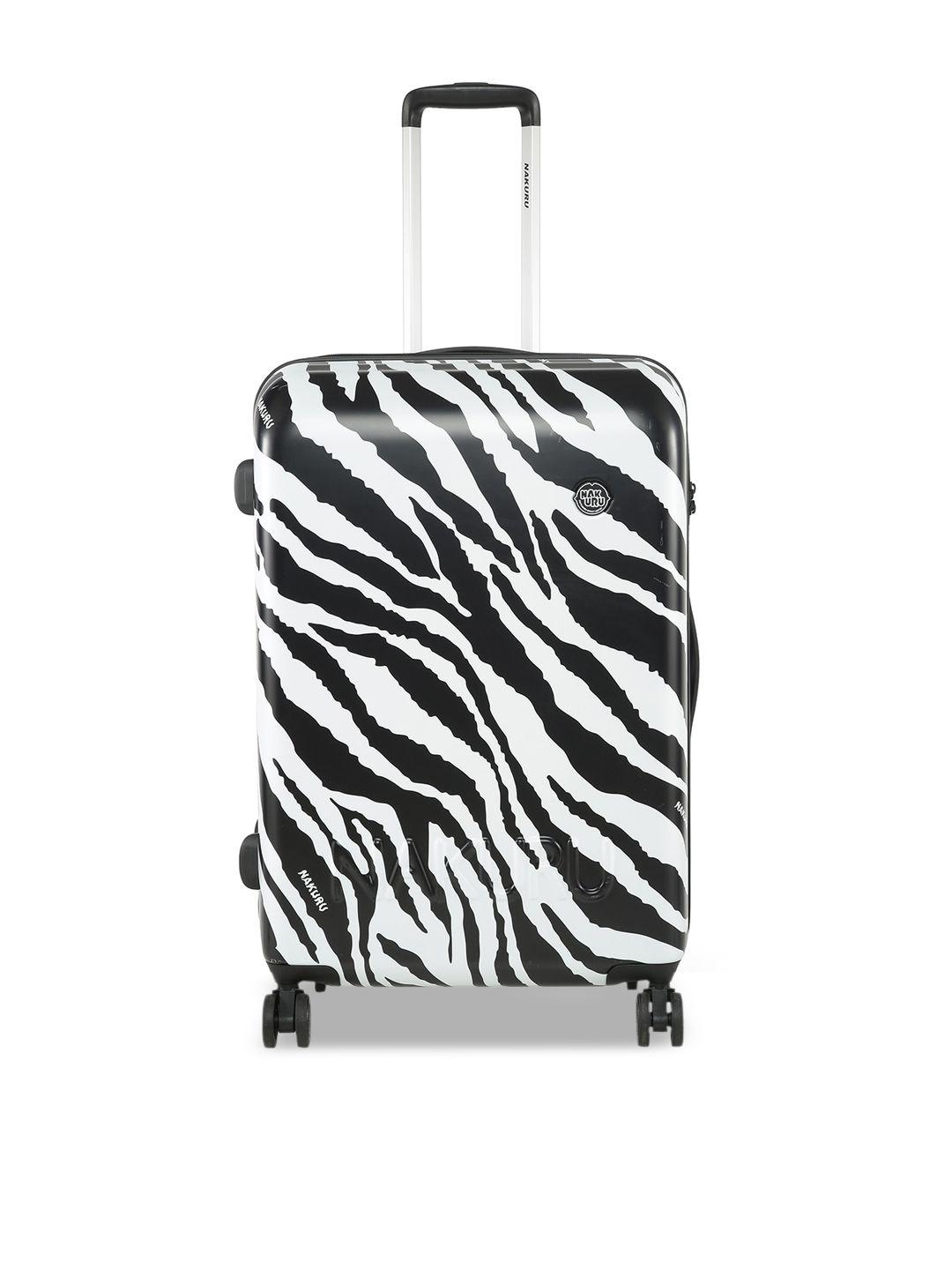 nakuru white & black printed hard-sided large trolley suitcase