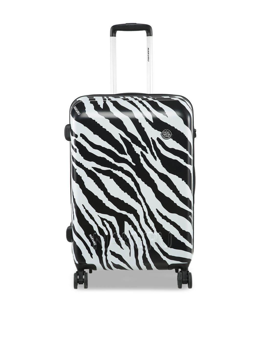 nakuru white & black printed hard-sided medium trolley suitcase