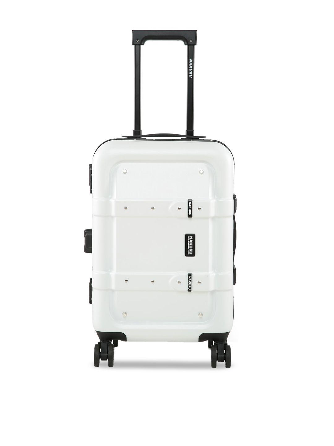 nakuru white solid hard-sided cabin trolley suitcase