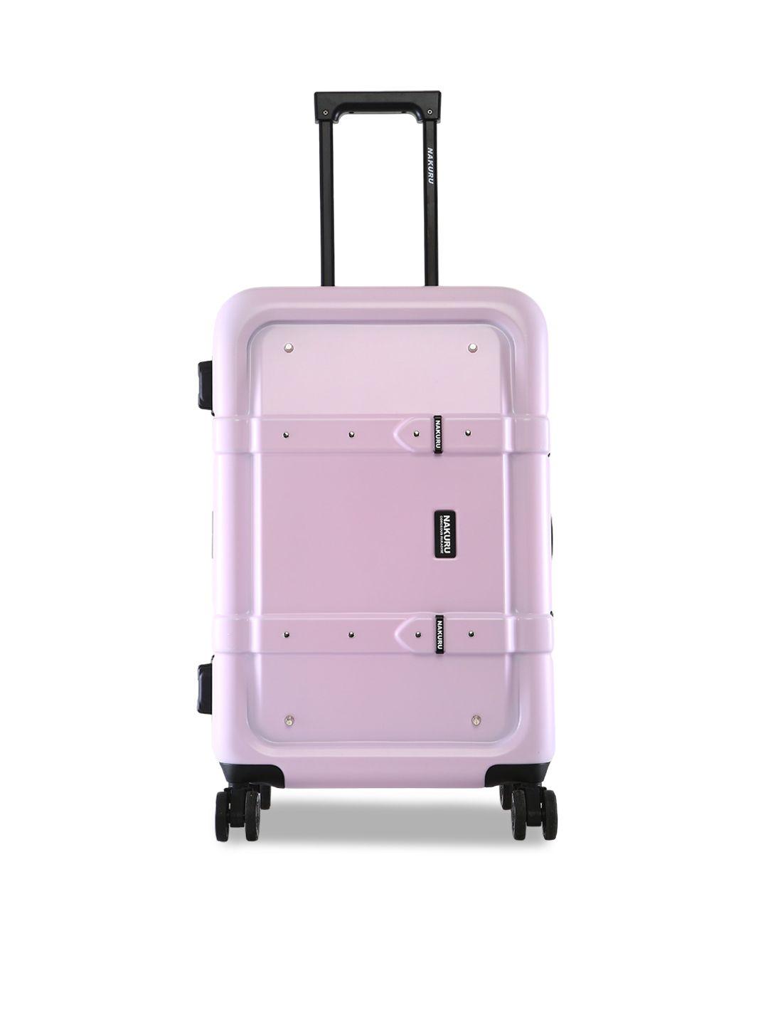 nakuru ywd-2141 pink & black textured hard-sided medium trolley suitcase