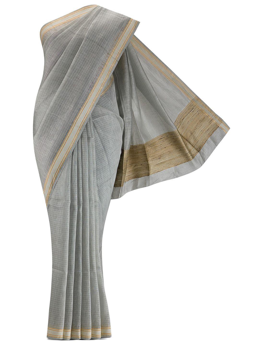 nalli next grey striped pure linen saree