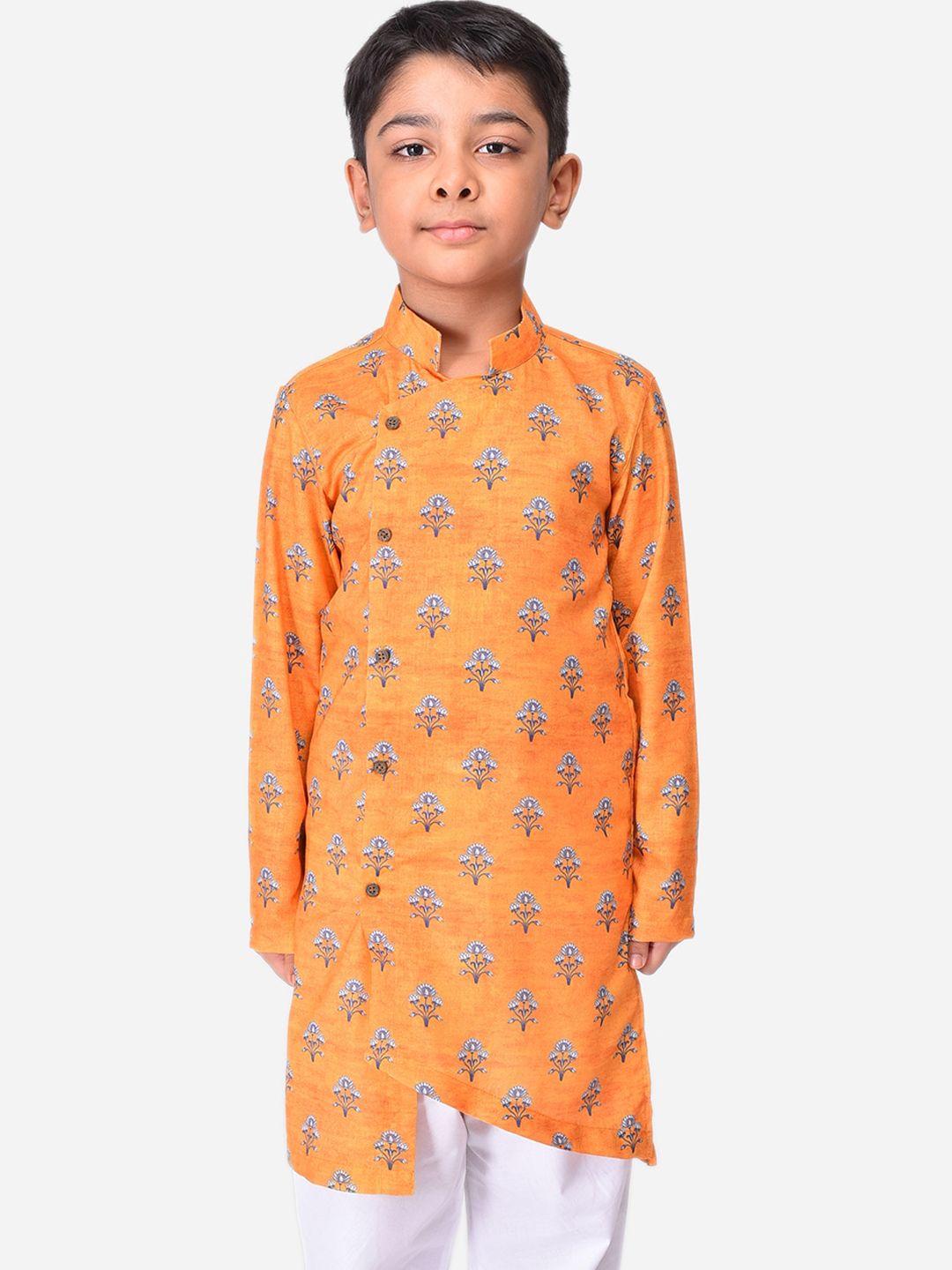 namaskar boys cotton linen printed  kurta