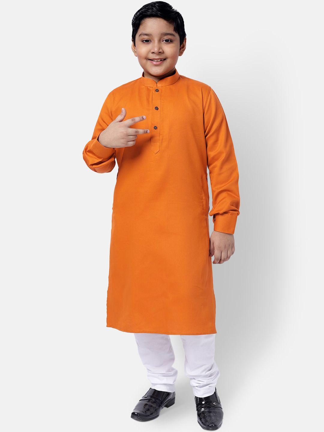 namaskar boys orange thread work kurta