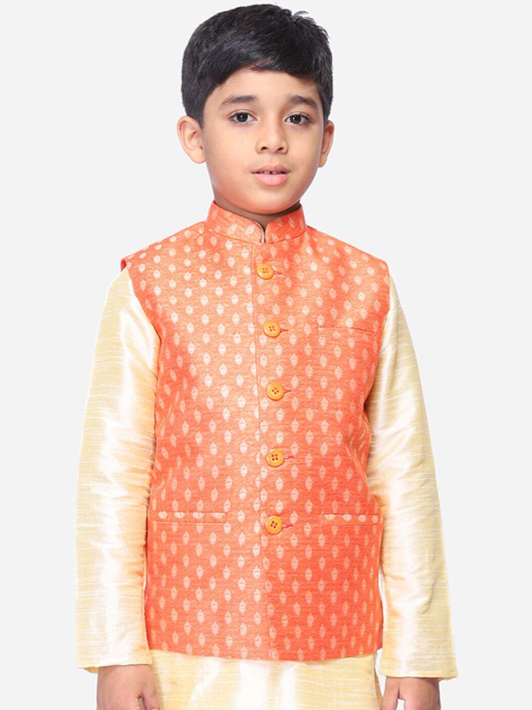 namaskar-boys-orange-woven-design-nehru-jacket