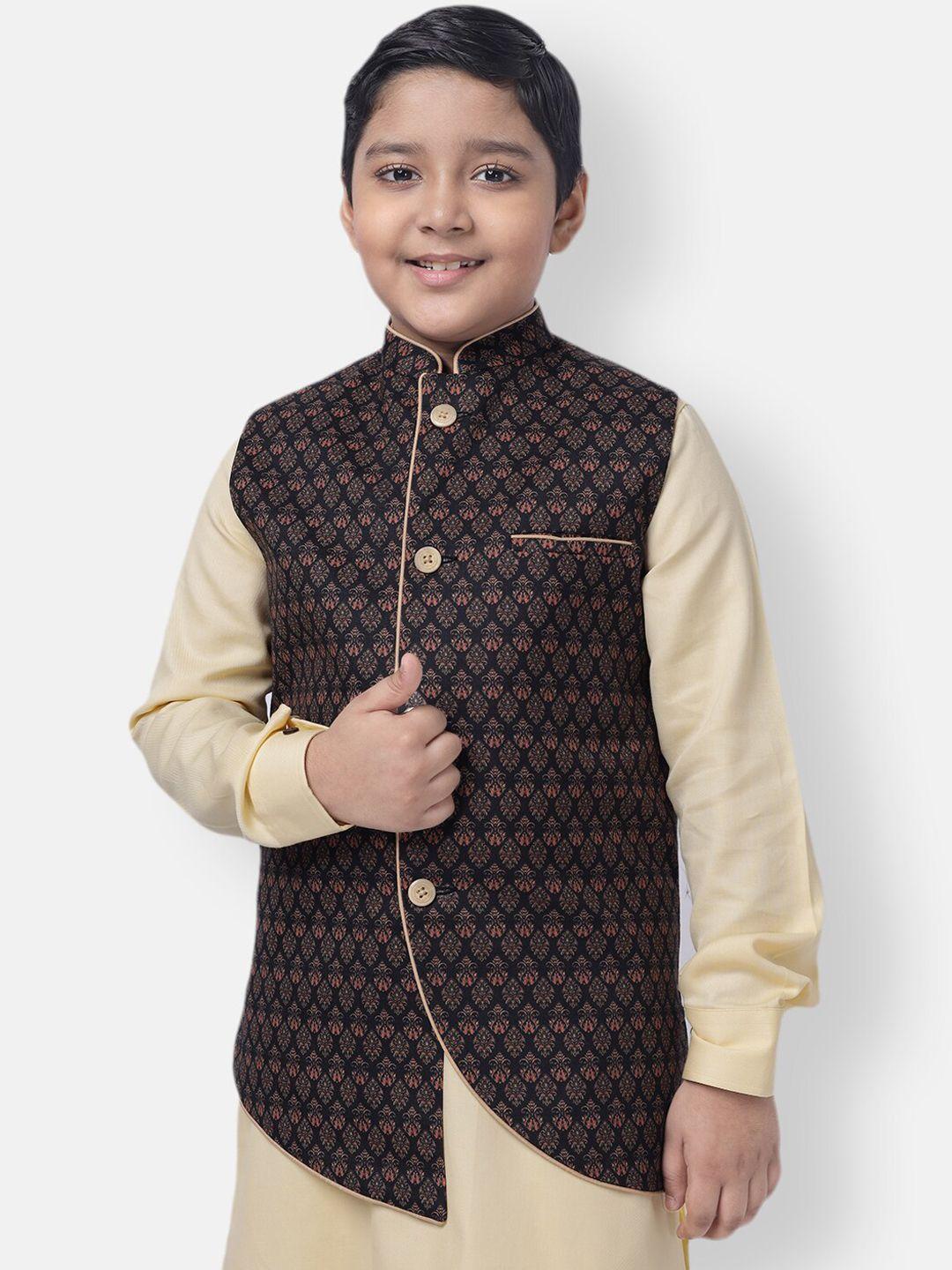 namaskar boys printed pure cotton woven nehru jacket